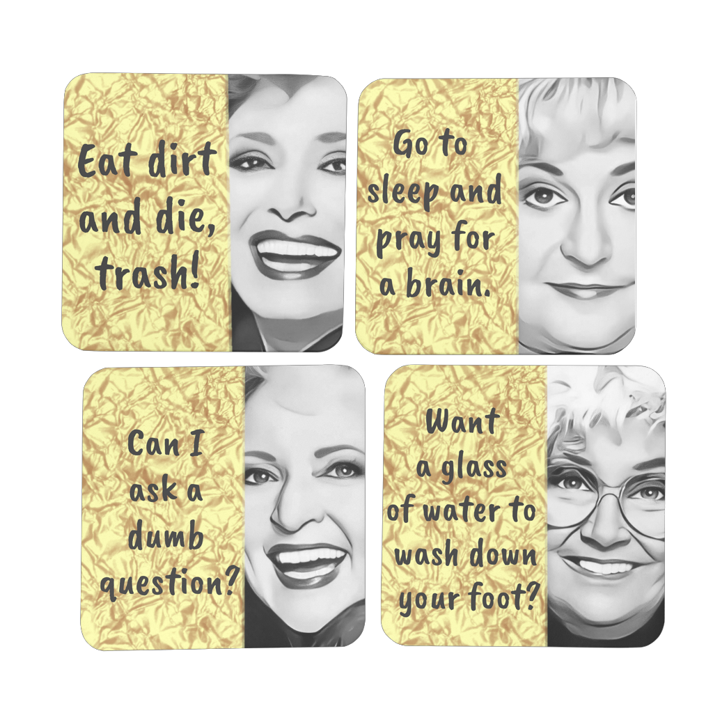 Gold4pcSetAGoldenGirls Hardboard Coaster Set of 4