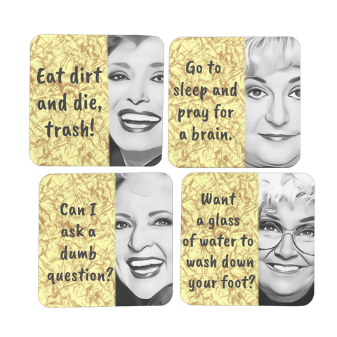 Gold4pcSetAGoldenGirls Hardboard Coaster Set of 4