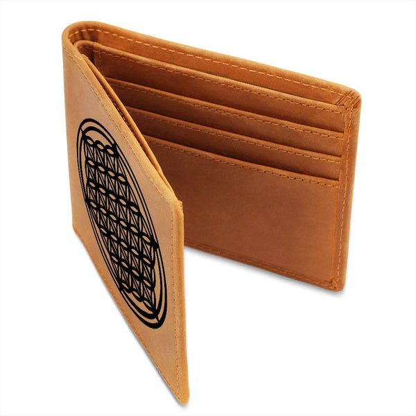 Personalized Flower of Life Sacred Geometry Leather Wallet Valentine gift for boyfriend,custom  leather wallet gift for Dad Flower of Life