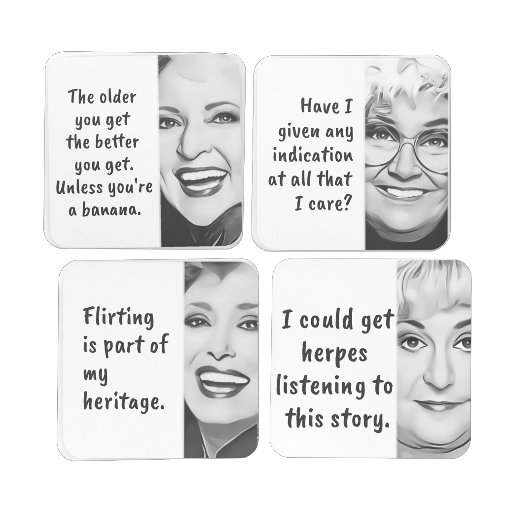 white4pcSetBGoldenGirls Hardboard Coaster Set of 4
