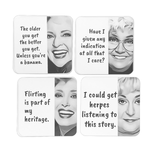white4pcSetBGoldenGirls Hardboard Coaster Set of 4