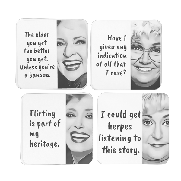 white4pcSetBGoldenGirls Hardboard Coaster Set of 4