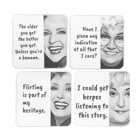 white4pcSetBGoldenGirls Hardboard Coaster Set of 4