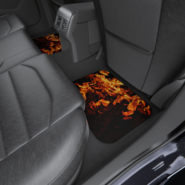 4pc Car Mats Fire Flames Front Back Set rubber backing,Christmas Housewarming Anniversary Birthday family gifts,New Car Graduation Gift- Phone & Car Accessories-Car Parts & Accessories