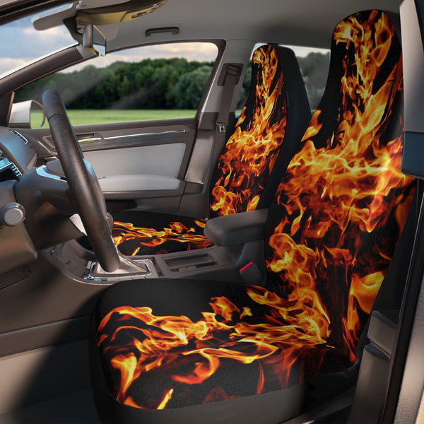 2pc Car Front Seat Covers fire flames,Christmas Housewarming Anniversary Birthday family gifts,New Car Graduation Gift, Halloween decor gift- Phone & Car Accessories-Car Parts & Accessories