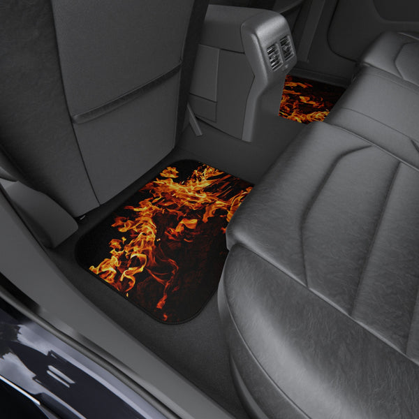 4pc Car Mats Fire Flames Front Back Set rubber backing,Christmas Housewarming Anniversary Birthday family gifts,New Car Graduation Gift- Phone & Car Accessories-Car Parts & Accessories