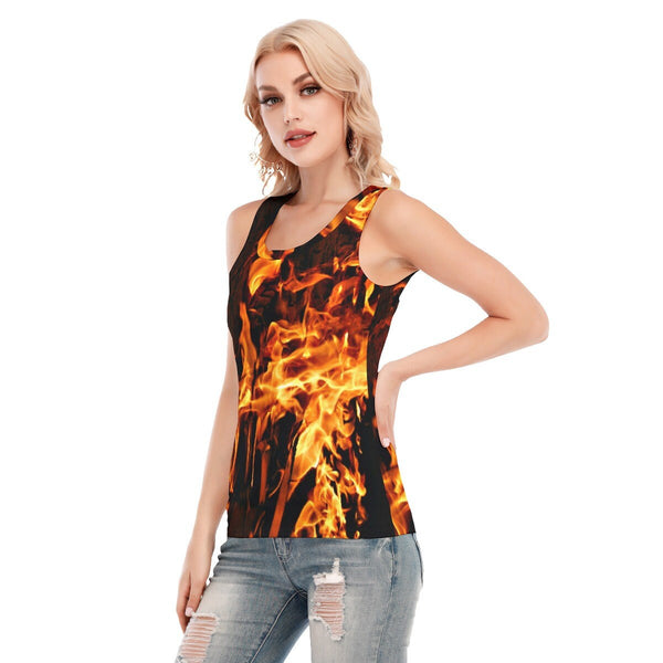 Skinny Sport Tank Top fire flames Retro Partywear for dinners clubbing hen bridal party honeymoon birthday gift bridesmaid birthday gift- Tops Bottoms Underwear-Tanks