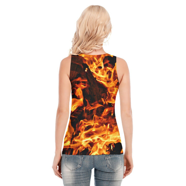 Skinny Sport Tank Top fire flames Retro Partywear for dinners clubbing hen bridal party honeymoon birthday gift bridesmaid birthday gift- Tops Bottoms Underwear-Tanks