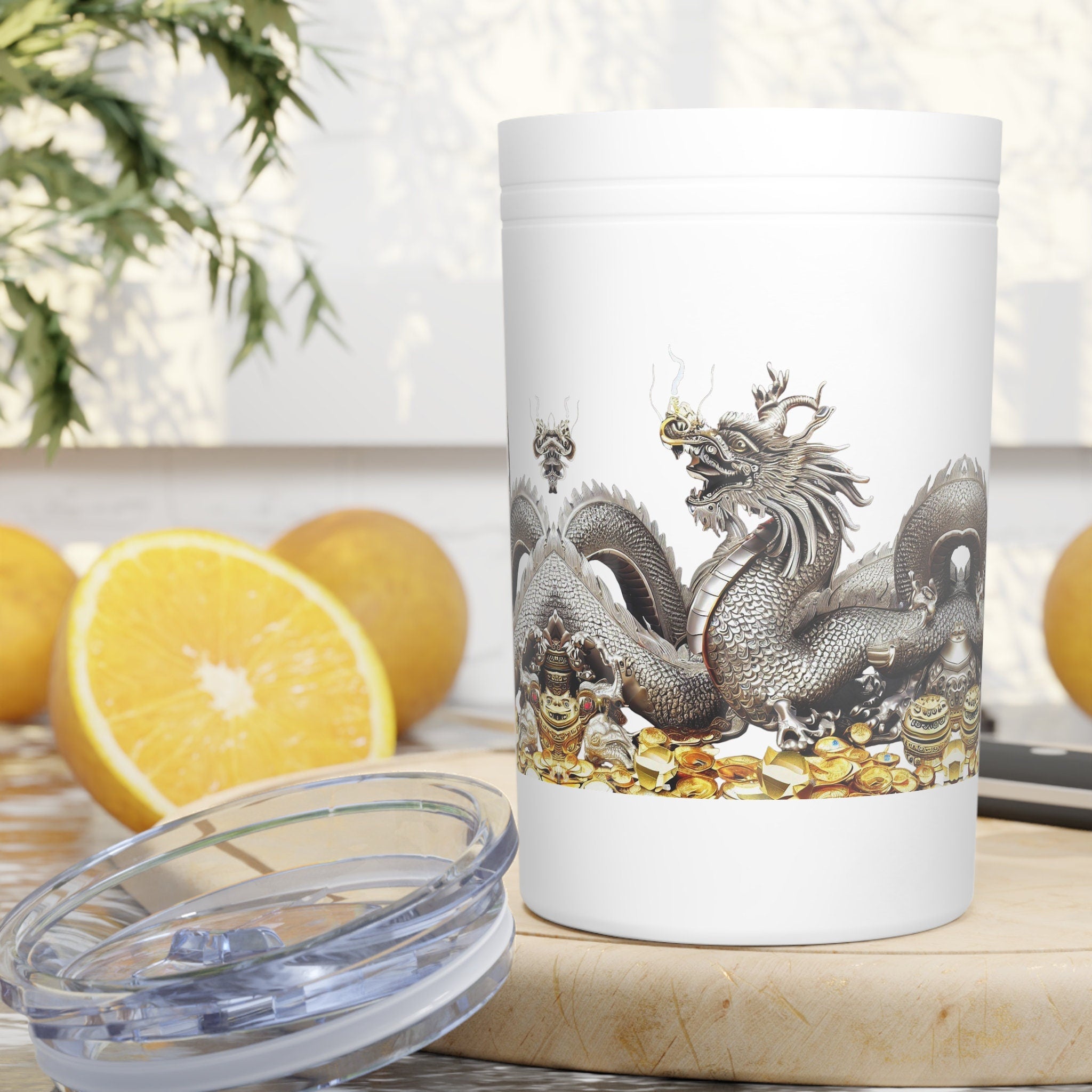 Personalized Vacuum Insulated Tumbler S/steel 11oz Silver Dragon 2024 Chinese New Year Vacation Gift for Dragon lovers Groomsmen bridesmaid- Tumbler Mug Water Bottle-Tumblers & Water Glasses