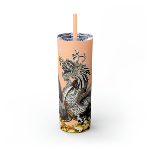 Personalized Silver Black Dragon Skinny Tumbler S-steel 20oz vacation beach tumbler Gift for Valentine Galentine Day housewarming birthday- Tumbler Mug Water Bottle-Tumblers & Water Glasses