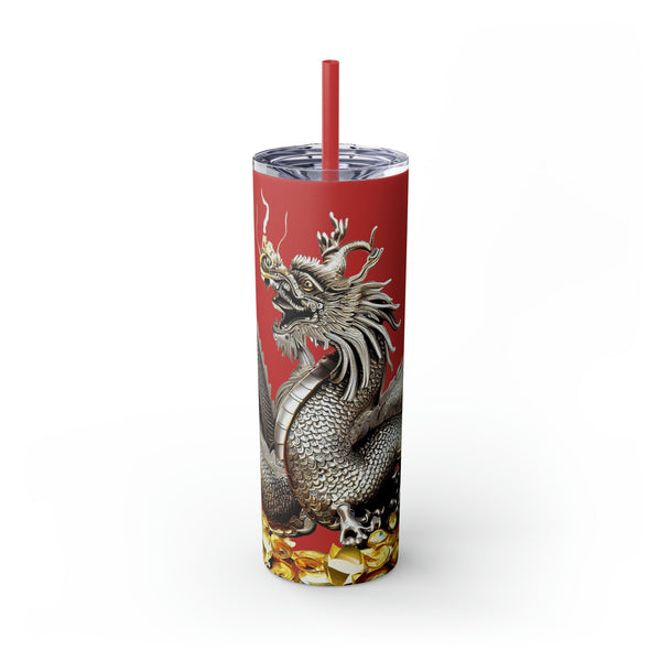 Personalized Silver Dragon Skinny Tumbler S-steel Matte colors 20oz vacation beach tumbler Gift for Valentine housewarming birthday- Tumbler Mug Water Bottle-Tumblers & Water Glasses