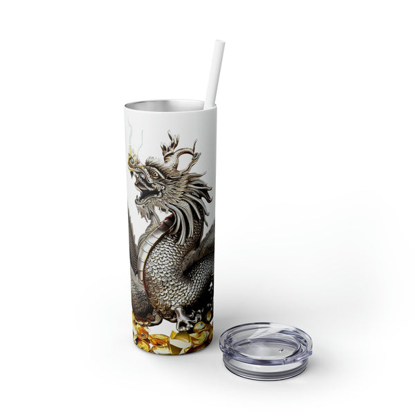 Personalized Silver Dragon Skinny Tumbler S-steel Matte colors 20oz vacation beach tumbler Gift for Valentine housewarming birthday- Tumbler Mug Water Bottle-Tumblers & Water Glasses