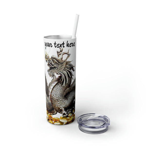 Personalized Silver Dragon Skinny Tumbler S-steel Matte colors 20oz vacation beach tumbler Gift for Valentine housewarming birthday- Tumbler Mug Water Bottle-Tumblers & Water Glasses