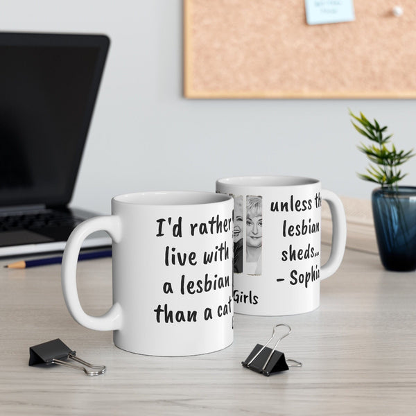 Golden Girls Mug Live with a Lesbian than a cat-Sophia,Sarcastic Funny Quote Magic/Normal Coffee Mug Gift,Golden Girls Fan Funny Gift Mug- Tumbler Mug Water Bottle-Mugs