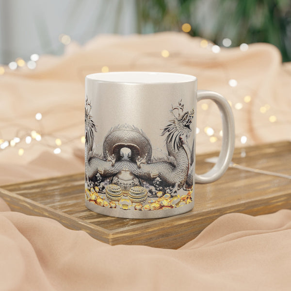 Personalized Silver Gold ceramic Mug Valentine Day dragon zodiac birthday gift for wife,gift for dragon fan hubby 2024 Chinese new year- Tumbler Mug Water Bottle-Mugs