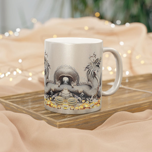 Personalized Metallic Mug Silver Gold 2024 Chinese new year of dragon gift for him her christmas birthday promotion graduation teachers- Tumbler Mug Water Bottle-Mugs