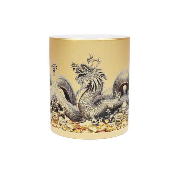 Personalized Metallic Mug Silver Gold 2024 Chinese new year of dragon gift for him her christmas birthday promotion graduation teachers- Tumbler Mug Water Bottle-Mugs