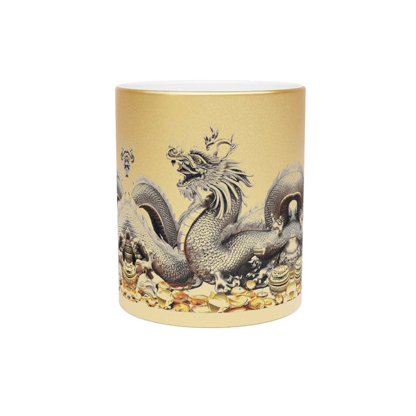 Personalized Silver Gold ceramic Mug Valentine Day dragon zodiac birthday gift for wife,gift for dragon fan hubby 2024 Chinese new year- Tumbler Mug Water Bottle-Mugs