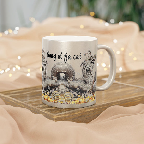 Personalized Silver Gold ceramic Mug Valentine Day dragon zodiac birthday gift for wife,gift for dragon fan hubby 2024 Chinese new year- Tumbler Mug Water Bottle-Mugs