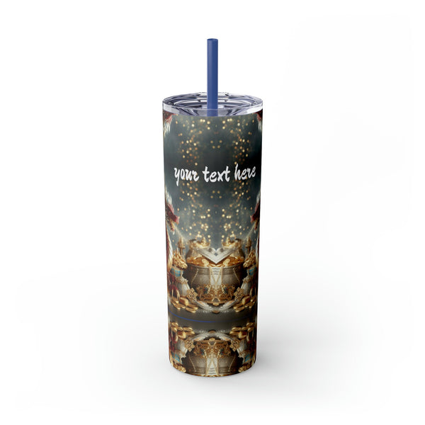 Personalized Skinny Tumbler Double Lucky Dragon Ssteel 20oz vacation tumbler Gift for Valentine Galentine housewarming birthday Dragon Fans- Tumbler Mug Water Bottle-Tumblers & Water Glasses