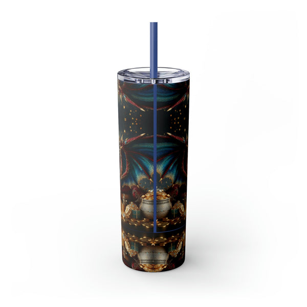 Personalized Skinny Tumbler Double Lucky Dragon Ssteel 20oz vacation tumbler Gift for Valentine Galentine housewarming birthday Dragon Fans- Tumbler Mug Water Bottle-Tumblers & Water Glasses