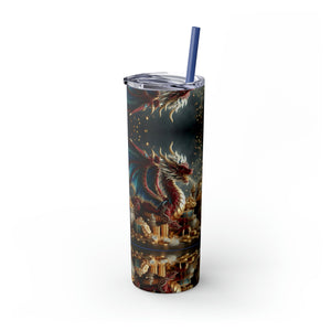 Personalized Skinny Tumbler Double Lucky Dragon Ssteel 20oz vacation tumbler Gift for Valentine Galentine housewarming birthday Dragon Fans- Tumbler Mug Water Bottle-Tumblers & Water Glasses