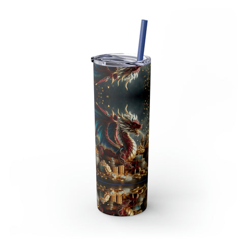 Personalized Skinny Tumbler Double Lucky Dragon Ssteel 20oz vacation tumbler Gift for Valentine Galentine housewarming birthday Dragon Fans- Tumbler Mug Water Bottle-Tumblers & Water Glasses