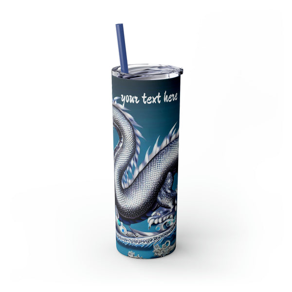 Personalized Skinny Tumbler Bluesilver Dragon S-steel vacation beach tumbler Gift for Valentine housewarming birthday groomsmen stag party- Tumbler Mug Water Bottle-Tumblers & Water Glasses