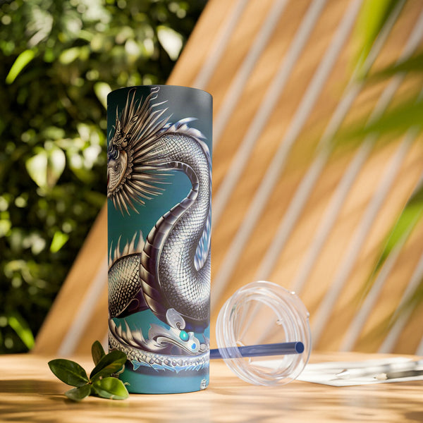 Personalized Skinny Tumbler Bluesilver Dragon S-steel vacation beach tumbler Gift for Valentine housewarming birthday groomsmen stag party- Tumbler Mug Water Bottle-Tumblers & Water Glasses