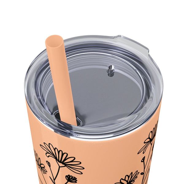Personalized skinny tumbler glitter col BirthFlower Birthstone with Name Gift for Her HIM Valentine New Year Baby Shower Birthday Bridesmaid- Tumbler Mug Water Bottle-Tumblers & Water Glasses