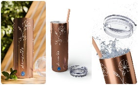 Personalized skinny tumbler glitter col BirthFlower Birthstone with Name Gift for Her HIM Valentine New Year Baby Shower Birthday Bridesmaid- Tumbler Mug Water Bottle-Tumblers & Water Glasses