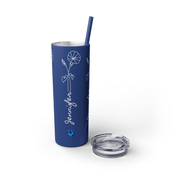 Personalized Birthflower Birthstone w/Name Matte colors Tumbler S-steel 20oz vacation beach tumbler Gift for Valentine housewarming birthday- Tumbler Mug Water Bottle-Tumblers & Water Glasses