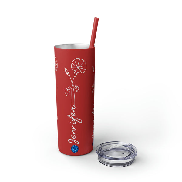 Personalized Birthflower Birthstone w/Name Matte colors Tumbler S-steel 20oz vacation beach tumbler Gift for Valentine housewarming birthday- Tumbler Mug Water Bottle-Tumblers & Water Glasses
