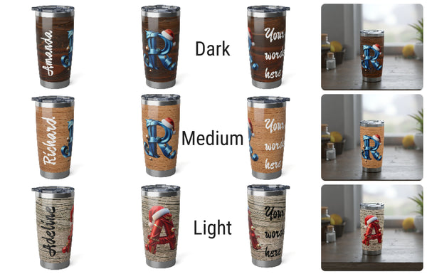 Personalized Faux Wood look Tumbler Ssteel 20oz vacation tumbler Gift for Christmas New Year housewarming bridesmaid groomsman new job promo- Tumbler Mug Water Bottle-Tumblers & Water Glasses