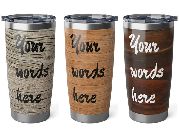Personalized Faux Wood look Tumbler Ssteel 20oz vacation tumbler Gift for Christmas New Year housewarming bridesmaid groomsman new job promo- Tumbler Mug Water Bottle-Tumblers & Water Glasses