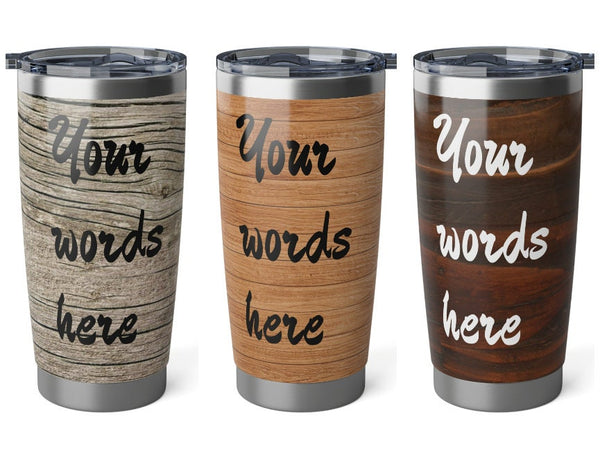 Personalized Faux Wood look Tumbler Ssteel 20oz vacation tumbler Gift for Christmas New Year housewarming bridesmaid groomsman new job promo- Tumbler Mug Water Bottle-Tumblers & Water Glasses