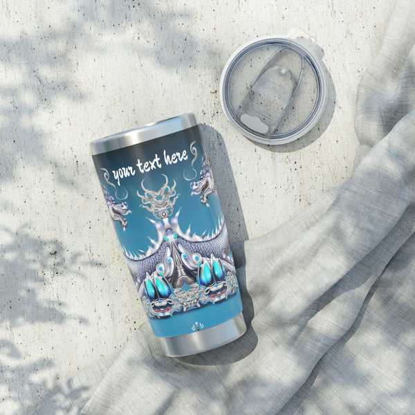 Personalized Blue Dragon Tumbler Ssteel 20oz 2024 Chinese New Year Lucky Dragon Gift for Christmas Dragon fan housewarming travel tumbler- Tumbler Mug Water Bottle-Tumblers & Water Glasses