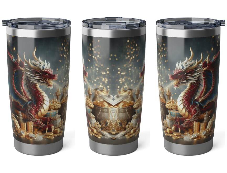 Personalized Double Dragon Tumbler Ssteel 20oz 2024 Chinese New Year Dragon vacation tumbler Gift for Dragon lover housewarming new job- Tumbler Mug Water Bottle-Tumblers & Water Glasses