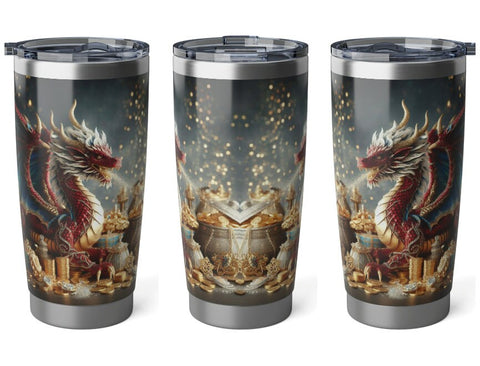Personalized Double Dragon Tumbler Ssteel 20oz 2024 Chinese New Year Dragon vacation tumbler Gift for Dragon lover housewarming new job- Tumbler Mug Water Bottle-Tumblers & Water Glasses