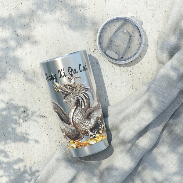 Personalized Silver Dragon Tumbler Ssteel 20oz 2024 Chinese New Year Lucky Dragon Gift for Dragon lover Road trip housewarming new job promo- Tumbler Mug Water Bottle-Tumblers & Water Glasses