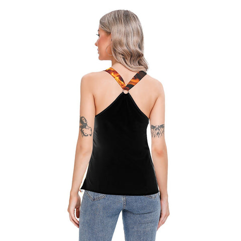Halter back Skinny Sport Tank Top fire flames Retro Partywear for cocktail dinners clubbing hen party honeymoon bridesmaid birthday gift- Tops Bottoms Underwear-Tanks