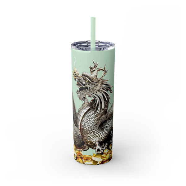 Personalized Silver Dragon Skinny Tumbler S-steel Matte colors 20oz vacation beach tumbler Gift for Valentine housewarming birthday- Tumbler Mug Water Bottle-Tumblers & Water Glasses