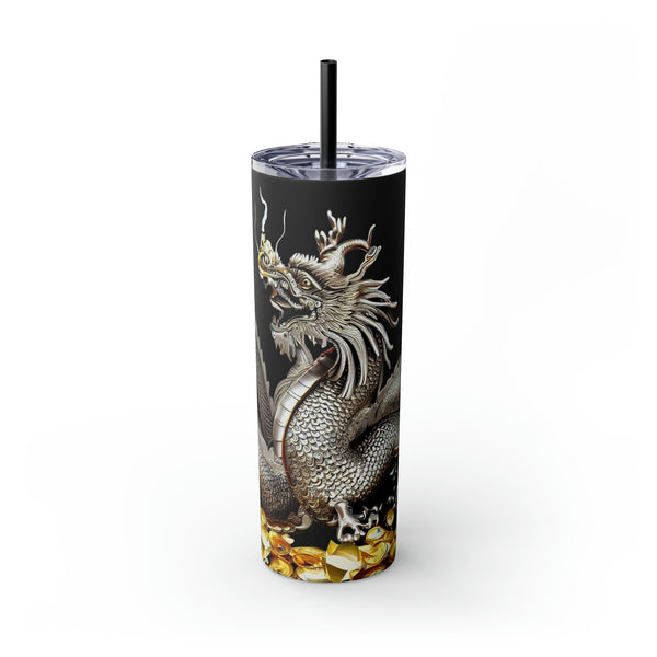 Personalized Silver Dragon Skinny Tumbler S-steel Matte colors 20oz vacation beach tumbler Gift for Valentine housewarming birthday- Tumbler Mug Water Bottle-Tumblers & Water Glasses