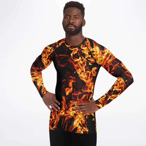 Personalized Mens Rashguard Swimwear LgSleeve Fire Flames,Christmas Birthday Anniversary Gift for Dad husband son,gift for watersport lover- Sleepwear Swimwear Robes-Swimwear