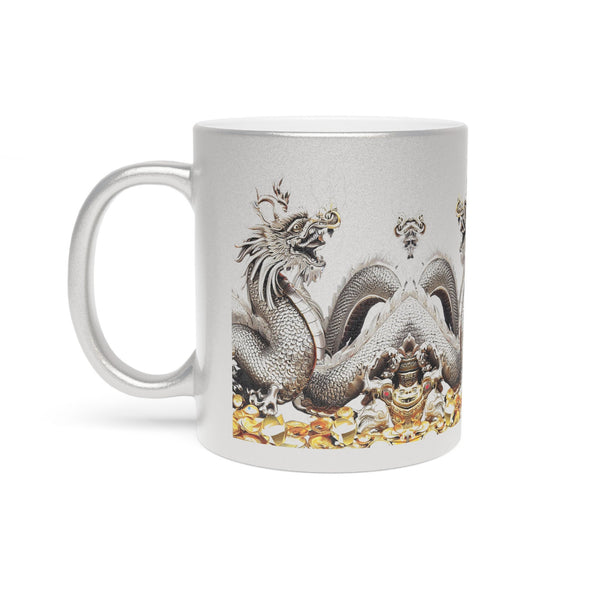 Personalized Silver Gold ceramic Mug Valentine Day dragon zodiac birthday gift for wife,gift for dragon fan hubby 2024 Chinese new year- Tumbler Mug Water Bottle-Mugs