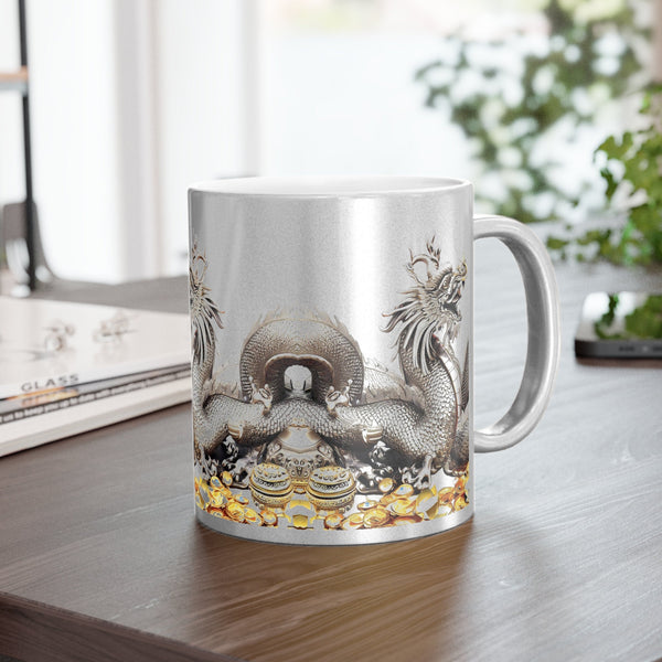 Personalized Silver Gold ceramic Mug Valentine Day dragon zodiac birthday gift for wife,gift for dragon fan hubby 2024 Chinese new year- Tumbler Mug Water Bottle-Mugs