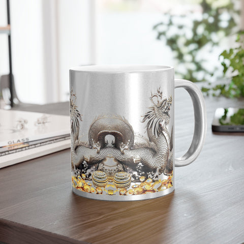 Personalized Silver Gold ceramic Mug Valentine Day dragon zodiac birthday gift for wife,gift for dragon fan hubby 2024 Chinese new year- Tumbler Mug Water Bottle-Mugs