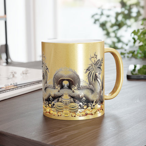Personalized Metallic Mug Silver Gold 2024 Chinese new year of dragon gift for him her christmas birthday promotion graduation teachers- Tumbler Mug Water Bottle-Mugs
