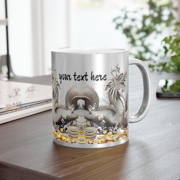 Personalized Silver Gold ceramic Mug Valentine Day dragon zodiac birthday gift for wife,gift for dragon fan hubby 2024 Chinese new year- Tumbler Mug Water Bottle-Mugs