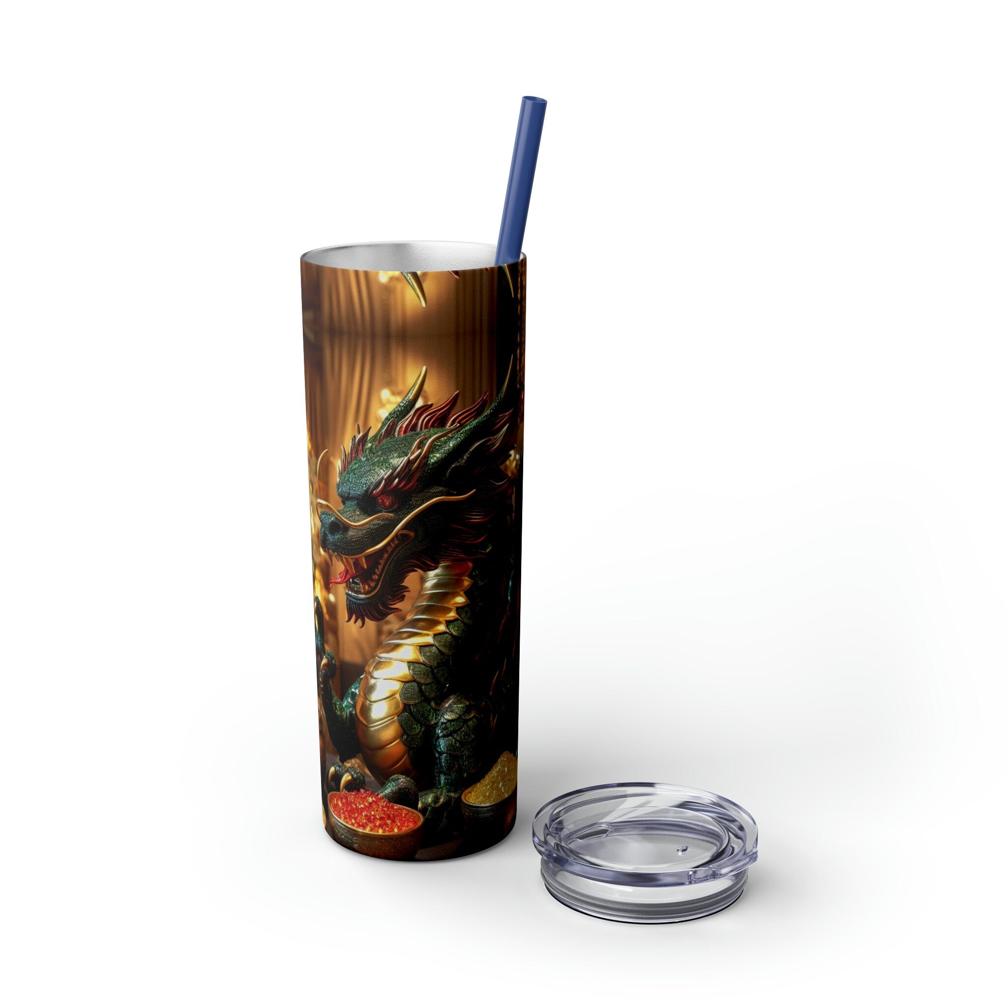 Personalized Skinny Tumbler Green Dragon S-steel Matte colors 20oz vacation beach tumbler Gift for Valentine housewarming birthday groomsmen- Tumbler Mug Water Bottle-Tumblers & Water Glasses